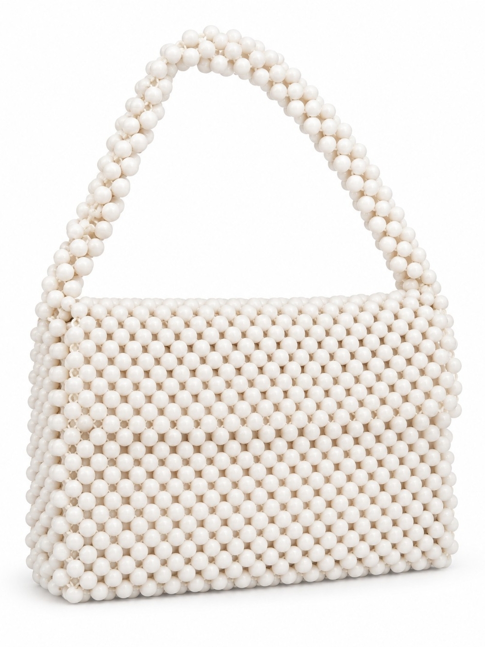 Gaumode Japan White Beaded Handbag Evening Vintage Mid Century Modern